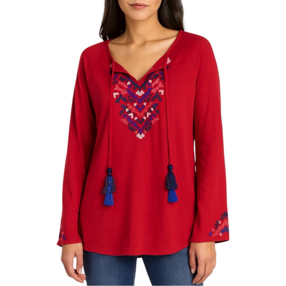 NWT ARIAT 'Stand Tall' 100% Tencel Embroidered‎ Tunic Blouse. Size Small